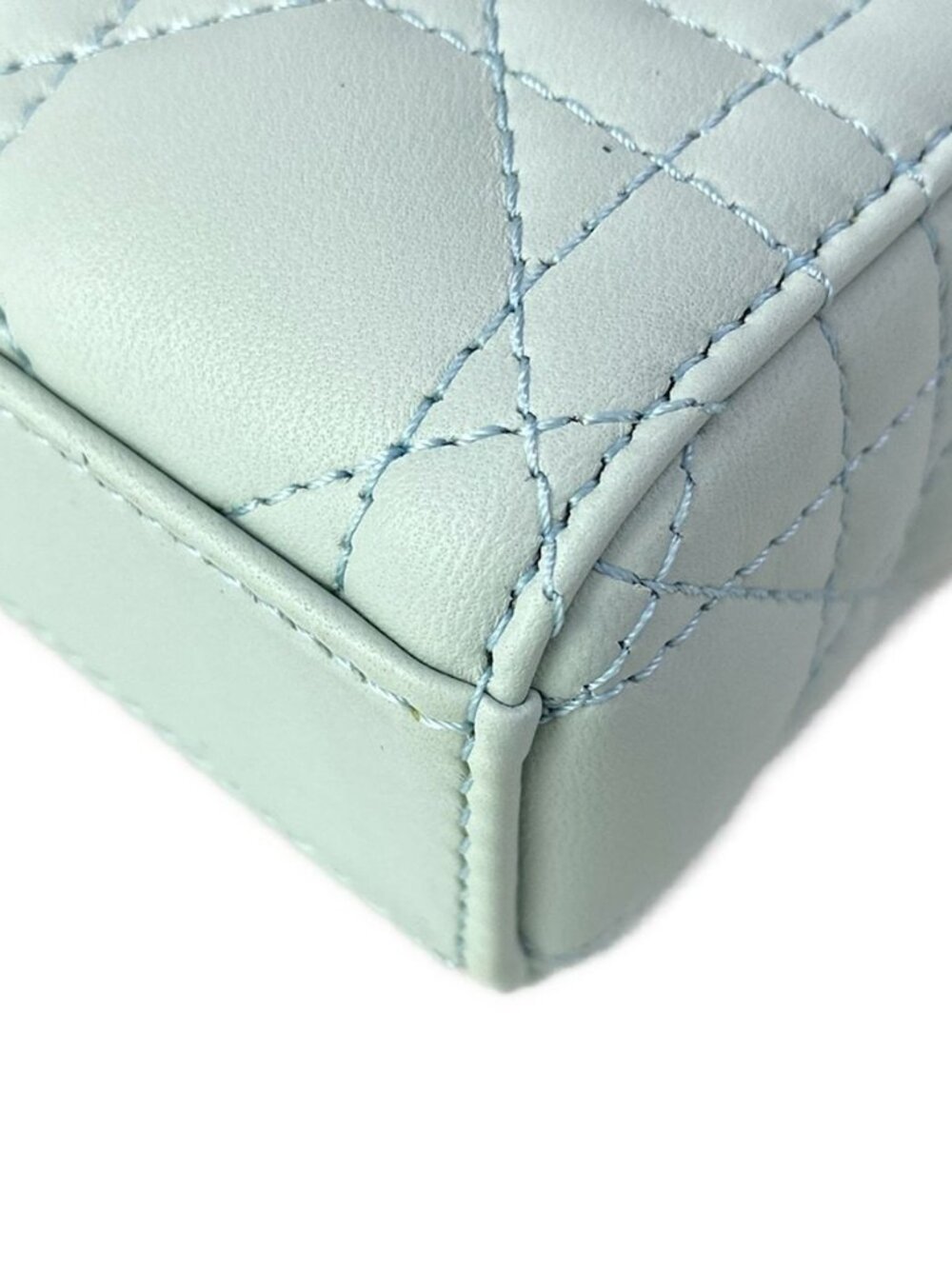 ★SOLD★ Dior Handbag Lady D-joy Bag Small Light Blue Gold Lambskin - Picture 9 of 15